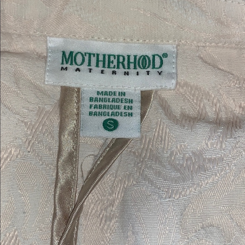 MOTHERHOOD MATERNITY SHORT SLEEVE BEIGE/PINK BROCADE CLASSIC JACKET SzS EUC - Picture 5 of 6